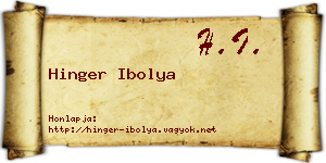 Hinger Ibolya névjegykártya